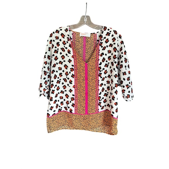 Renee C. Tops - Renee C Womens Mixed Animal Print Kimono Sleeve Blouse Pink Orange Size Medium
